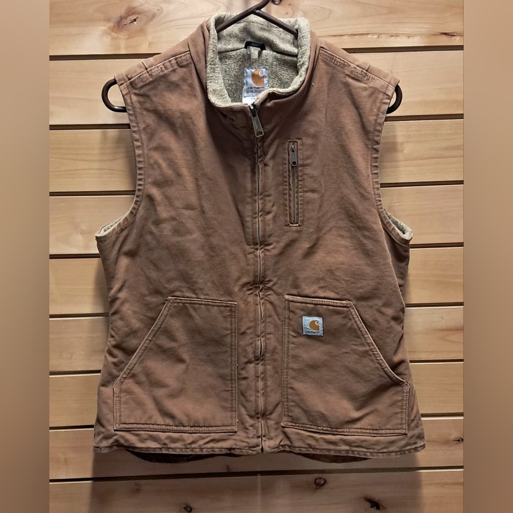 Carhartt Duck Sherpa Lined Vest Size M - Picture 2 of 5